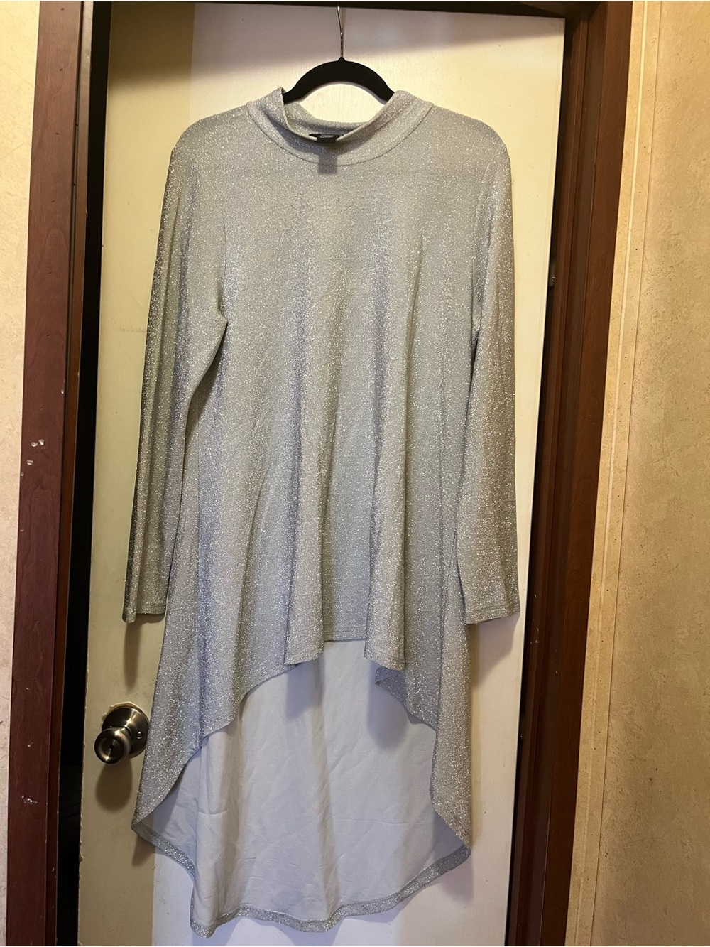 Ashro Metallic Silver High-Low Tunic Top - Size L Like New